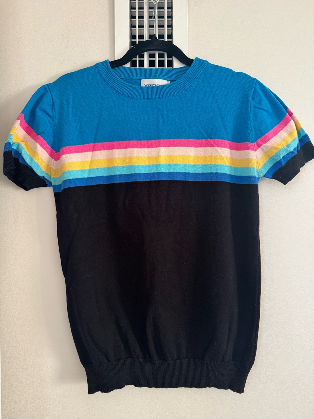 Vintage 100% Cotton Rainbow Stripe Knit Top